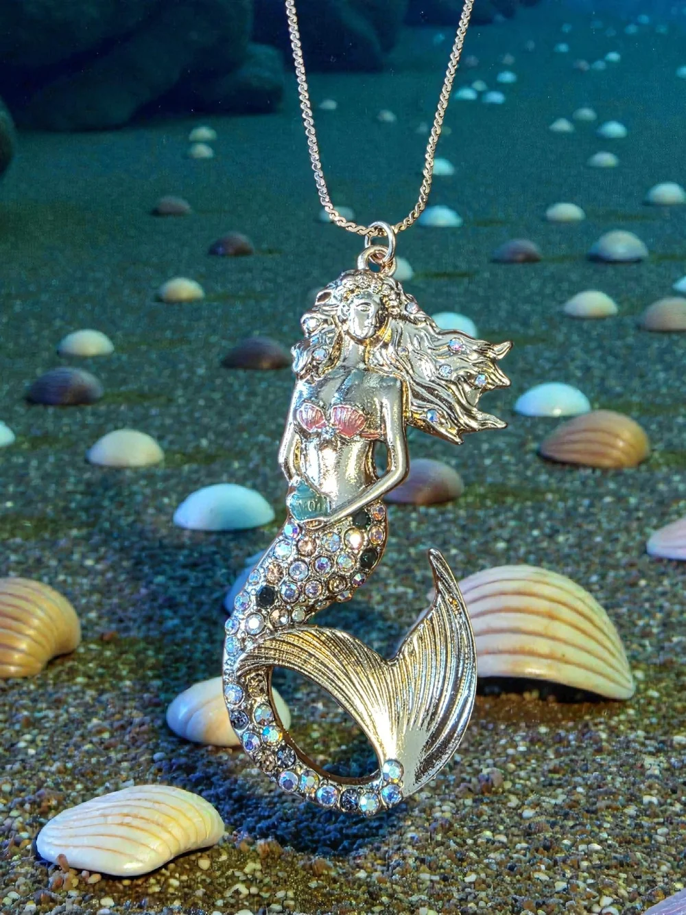 Silver Mermaid Pendant Necklace - Elegant Ocean-Inspired Jewelry